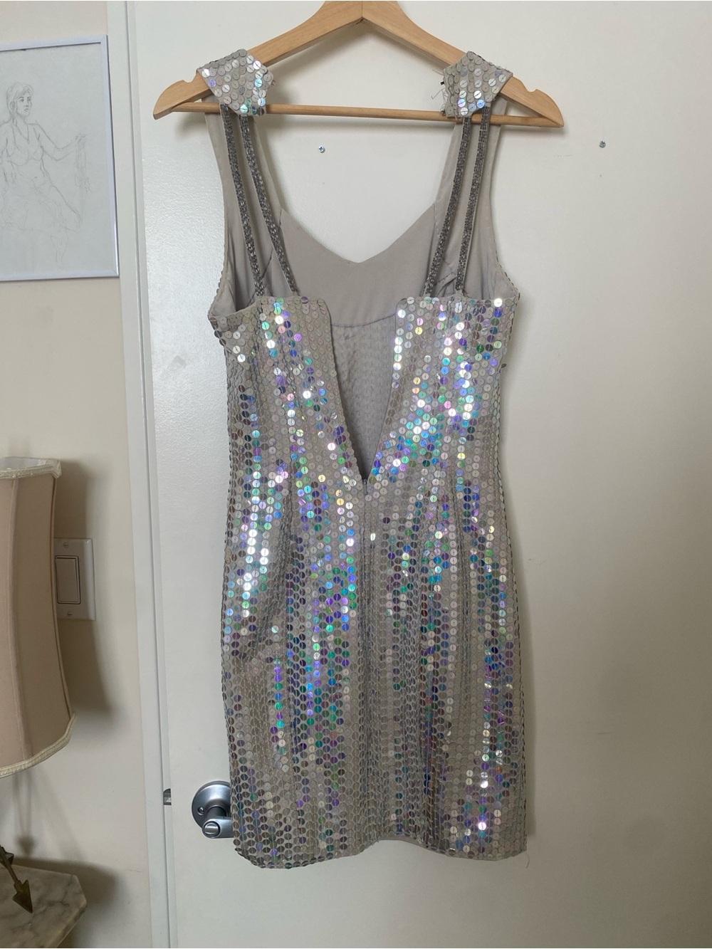 Vintage Sequin Tank Dress in Iridescent Silver